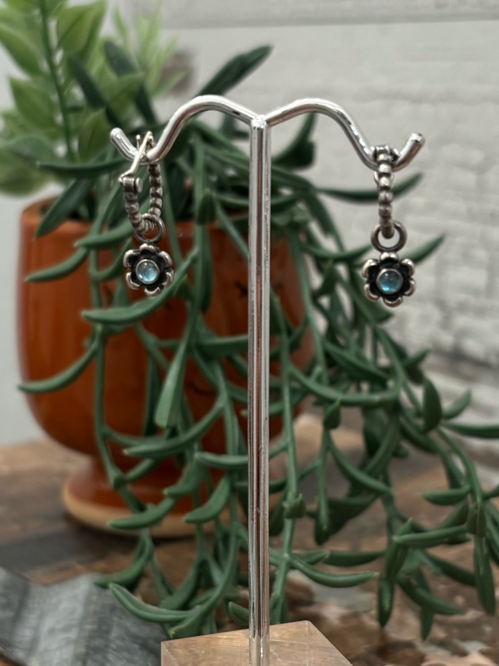Pandora Flowers Silver Earrings